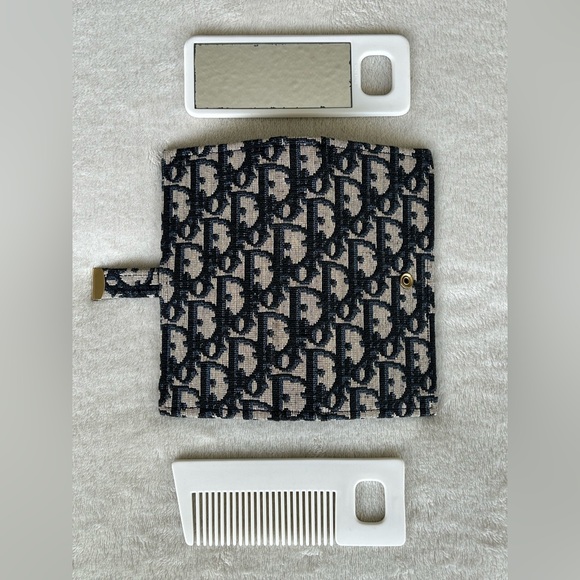 Vintage Christian Dior Blue Trotter Canvas Comb/Mirror Vanity Case, Rare Unique! - Picture 5 of 16